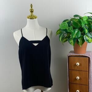 Valette Black Spaghetti Strap V Neck Loose Fit Top Size Small